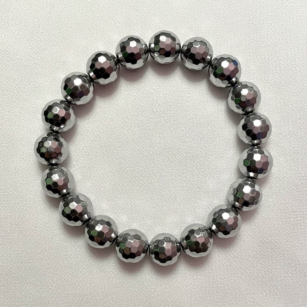 Dark Grey Faceted Hematite Bracelet